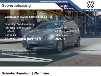 VW Volkswagen Touran Comfortline 1.5 TSI Klima ALU DAB ACC im Auto Abo von LeasingMarkt.de