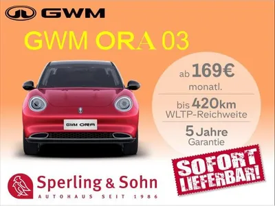GWM GWM ORA 03 400 PRO mit Wärmepumpe ✔️⚡Sitzheizung- Ganzjahresreifen - Apple CarPlay - Großer Akku⚡ im Auto Abo von LeasingMarkt.de