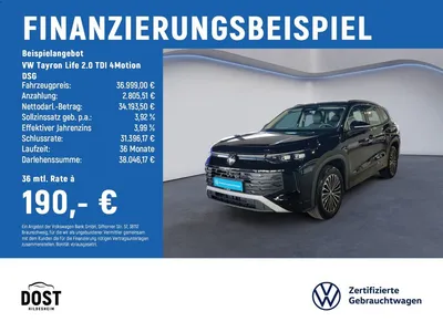 VW Volkswagen Tayron Life 2.0 TDI 4Motion DSG AHK+DAB+MATRIX L im Leasing von Null-Leasing