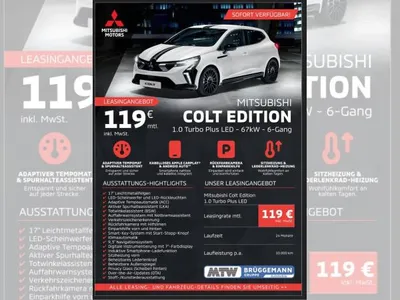 Mitsubishi Mitsubishi Colt ➕ PLUS 6MT ❗️MEHRERE FARBEN 🌈 SOFORT VERFÜGBAR ❗️ im Leasing von LeasingMarkt.de