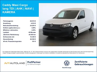 VW Volkswagen Caddy Maxi Cargo lang TDI | AHK | NAVI | KAMERA im Leasing von Null-Leasing