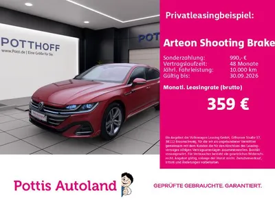 VW Volkswagen Arteon Shooting Brake 2.0 TDI DSG R-LINE AHK NAV im Leasing von Null-Leasing