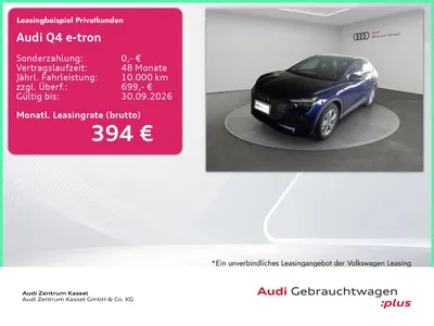Audi Audi Q4 45 e-tron LED Kamera SitzHZG Navi Standklima im Leasing von Null-Leasing