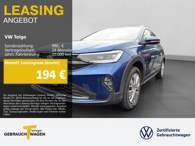 VW Volkswagen Taigo 1.5 TSI DSG STYLE NAVI BEATS KAMERA SITZHZ im Leasing von Null-Leasing