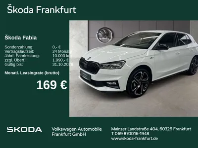 Skoda Skoda Fabia Monte Carlo 1,0 TSI DSG Fahrassistenz/ Win im Leasing von Null-Leasing
