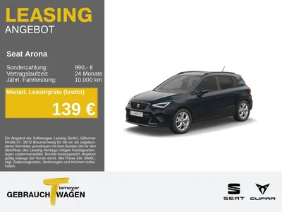 Seat Seat Arona 1.0 TSI DSG FR NAVI ACC SH GJR PDC+ im Leasing von Null-Leasing