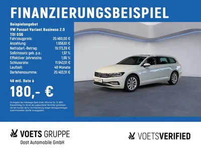 VW Volkswagen Passat Variant Business 2.0 TDI DSG AHK+RearView im Leasing von Null-Leasing