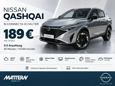 Nissan Nissan Qashqai NISSAN Qashqai N-CONNECTA | Schaltwagen | 360° Kamera | Winter-Paket Plus | 0 € Anzahlung | ab 189 € im Leasing von LeasingMarkt.de