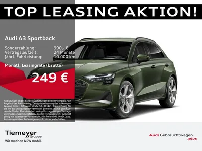 Audi Audi A3 Sportback 40 TFSIe MATRIX LM18 SONOS AHK HuD im Leasing von Null-Leasing