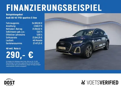 Audi Audi Q5 45 TFSI quattro S line ACC+AHK+B&O+MATRIX LED im Leasing von Null-Leasing