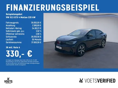 VW Volkswagen ID.5 GTX 4 Motion 220 kW MATRIX-LED-SHZ+ACC im Leasing von Null-Leasing