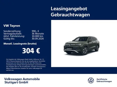 VW Volkswagen Tayron Life 1.5 TSI DSG Navi Kamera Tempomat im Leasing von Null-Leasing