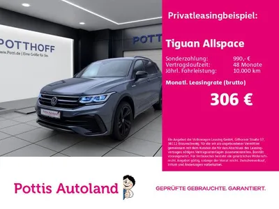 VW Volkswagen Tiguan Allspace 2.0 TDI DSG 4M R-LINE AHK KAMERA im Leasing von Null-Leasing