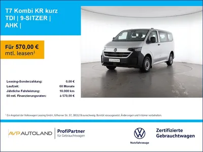VW Volkswagen T7 Kombi KR kurz TDI | 9-SITZER | AHK | im Leasing von Null-Leasing