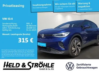 VW Volkswagen ID.4 Pro 4MOTION AHK PANO MATRIX NAVI HuD WÄPU im Auto Abo von LeasingMarkt.de