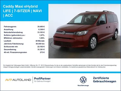 VW Volkswagen Caddy Maxi eHybrid LIFE | 7-SITZER | NAVI | ACC im Leasing von Null-Leasing
