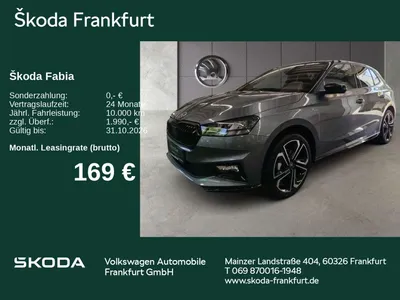 Skoda Skoda Fabia Monte Carlo 1,0 TSI DSG Fahrassistenz/ Win im Leasing von Null-Leasing