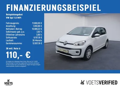 VW Volkswagen Up! 1.0 MPI RearView+SHZ+PDC im Leasing von Null-Leasing
