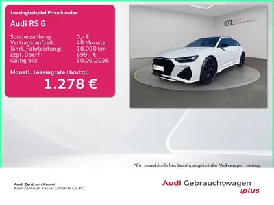 Audi Audi RS 6 Av 4.0 TFSI qu. Laser B&O Pano HuD AHK 360° im Leasing von Null-Leasing