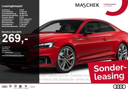Audi Audi A5 Coupé S line 45 TFSI Q UPE81 HUD AHK Matrix B im Leasing von Null-Leasing