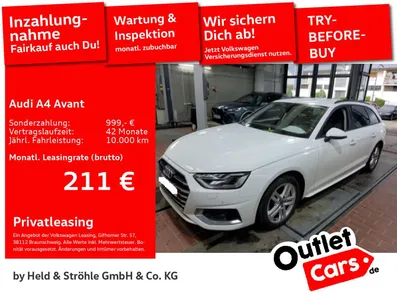 Audi Audi A4 Avant advanced 40 TDI ACC AHK HuD MATRIX VIRT im Leasing von Null-Leasing