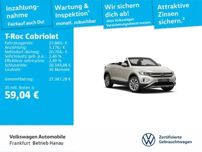 VW Volkswagen T-Roc Cabriolet Style 1.0 TSI 6-Gang IQ.Light im Leasing von Null-Leasing