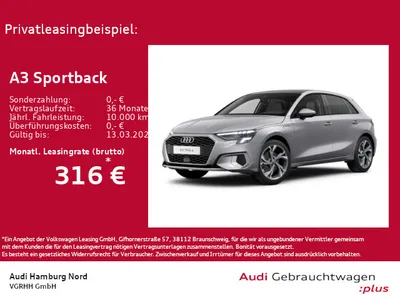 Audi AUDI A3 Sportback 40 TFSIe S tronic LED Navi Pano ACC im Auto Abo von Null-Leasing