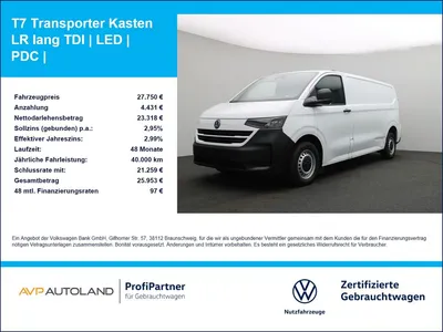 VW Volkswagen T7 Transporter Kasten LR lang TDI | LED | PDC | im Leasing von Null-Leasing