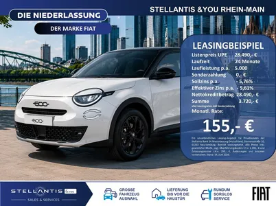 Fiat Fiat 600 Street Edition LED Sitzhzg CarPlay im Leasing von Null-Leasing
