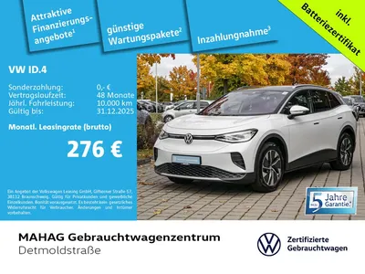 VW Volkswagen ID.4 Pure WärmePumpe CCS Navi LED Kamera Alu19Ha im Auto Abo von Null-Leasing