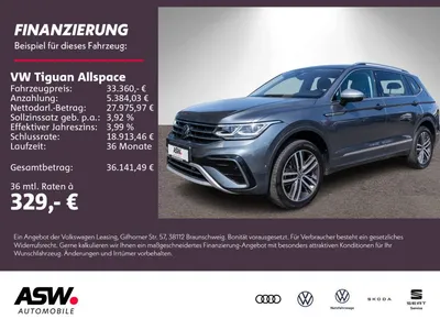 VW Volkswagen Tiguan Allspace Elegance 2.0 TDI 4M DSG HUD AHK im Leasing von Null-Leasing