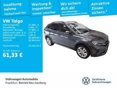 VW Volkswagen Taigo 1.5 TSI DSG Goal Navi LED DAB+ FrontAssist im Auto Abo von LeasingMarkt.de