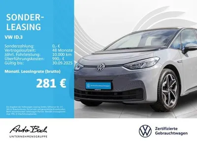 VW Volkswagen ID.3 Pro Performance Life Automatik, Navi, LED, App-Connect, Klima, Sitzheizung im Auto Abo von LeasingMarkt.de