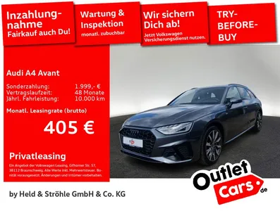 Audi Audi A4 Avant 40 TDI S-Line BLACK HuD PANO STANDH 360 im Leasing von Null-Leasing
