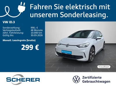 VW Volkswagen ID.3 PRO ELECTRIC SOH 91% LED NAVI AHK AREA VIEW im Leasing von Null-Leasing