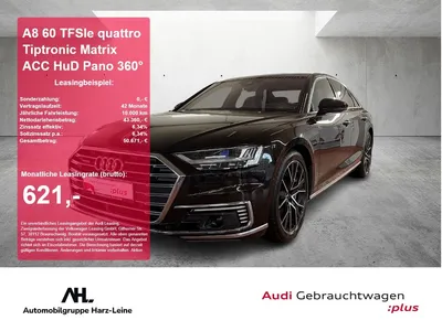 Audi Audi A8 60 TFSIe quattro Tiptronic Matrix ACC HuD Pan im Leasing von Null-Leasing