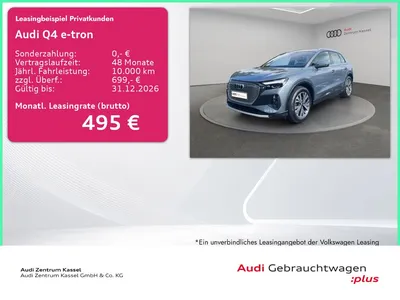 Audi Audi Q4 45 e-tron LED SONOS HuD Navi Standklima 360° im Leasing von Null-Leasing