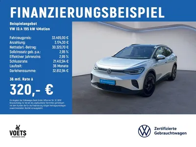 VW Volkswagen ID.4 195 kW 4Motion Pro IQ-LIGHT+PANO+AHK+ACC im Leasing von Null-Leasing