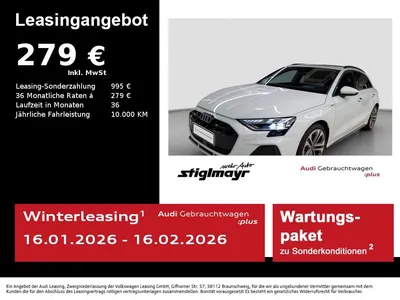 Audi Audi A3 Sportback S line 30 TFSI S-tronic ACC+AHK+HUD im Auto Abo von Null-Leasing