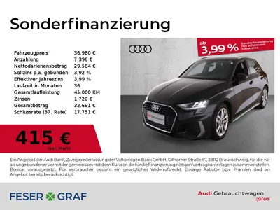 Audi AUDI A3 Sportback 35 TDI S tronic S line AHK RFK GRA im Auto Abo von Null-Leasing