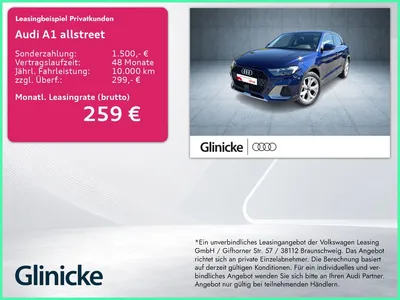 Audi Audi A1 allstreet 30 TFSI LED/MMI/ASI/PBox/EPH/sound/ im Leasing von Null-Leasing