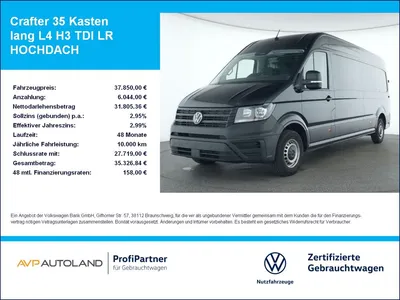 VW Volkswagen Crafter 35 Kasten lang L4 H3 TDI LR HOCHDACH im Leasing von Null-Leasing