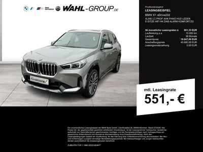 BMW BMW X1 sDrive20d XLINE LC PROF AHK PANO HUD LEDER  E im Leasing von Null-Leasing
