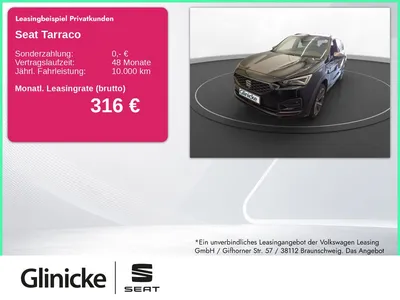 Seat Seat Tarraco 2.0 TDI 4D FR 7-Sitzer LED LM 20" Navi 3 im Leasing von Null-Leasing