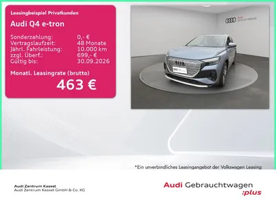 Audi Audi Q4 45 e-tron LED SONOS HuD Navi Standklima 360° im Leasing von Null-Leasing
