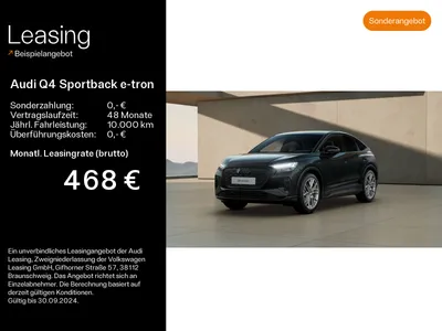 Audi AUDI Q4 Sportback e-tron 50 qu. S line AHK*HuD*RFK im Auto Abo von Null-Leasing