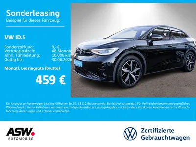 VW Volkswagen ID.5 GTX 4Motion Navi LED PANO HUD 360 ° Kamera im Leasing von Null-Leasing