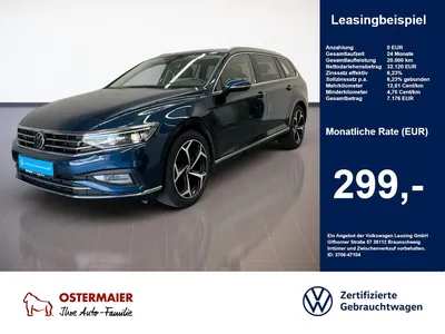 VW Volkswagen Passat Variant ELEGANCE 2.0TSI 190PS DSG NP.67t. im Leasing von Null-Leasing