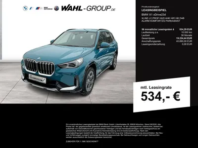 BMW BMW X1 xDrive23d XLINE LC PROF HUD AHK HIFI HK DAB A im Leasing von Null-Leasing