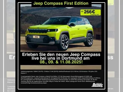 Jeep Jeep Compass NEW 💚FIRST EDITION 💫Hohe Ausstattungslinie✅ *SONDERMODELL* - GEWERBE im Auto Abo von LeasingMarkt.de